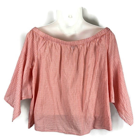 LANE BRYANT Women's Off Shoulder Striped Pink Orange Blouse Top 18-20 Peasant - Picture 2 of 7